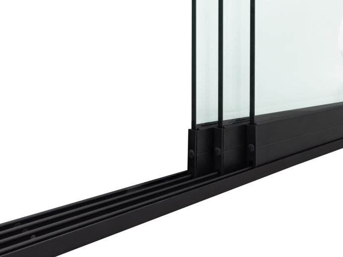 Glazen schuifwand 3 rail, mat zwart (RAL 9005M)