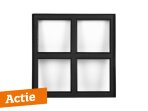 Zwart metalen raam vast vierkant, 40x40x5cm, dubbelglas Showroommodel