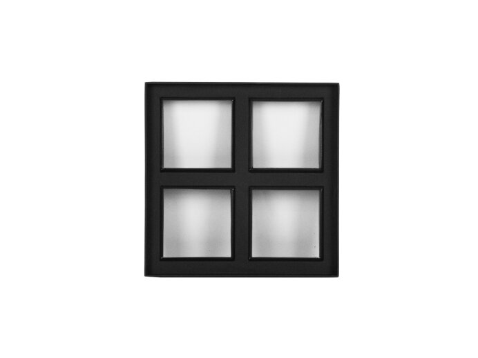 Zwart metalen raam vast vierkant, 30x30x5cm, dubbelglas