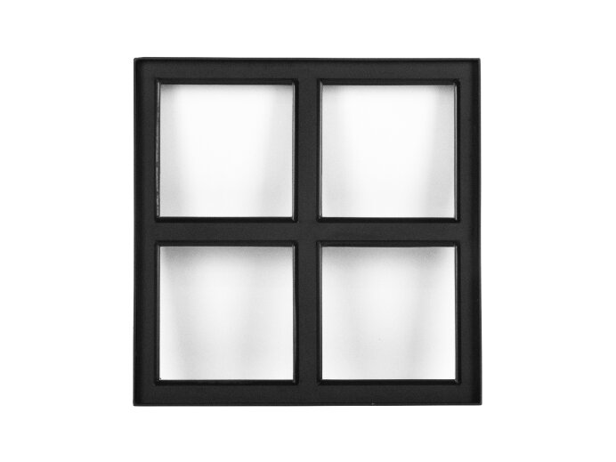 Zwart metalen raam vast vierkant, 40x40x5cm, dubbelglas