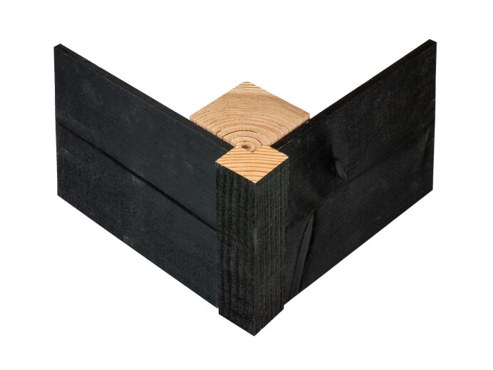 Hoekoplossing Douglas hout zwart 50x50mm (werkende maat 48x48mm) 